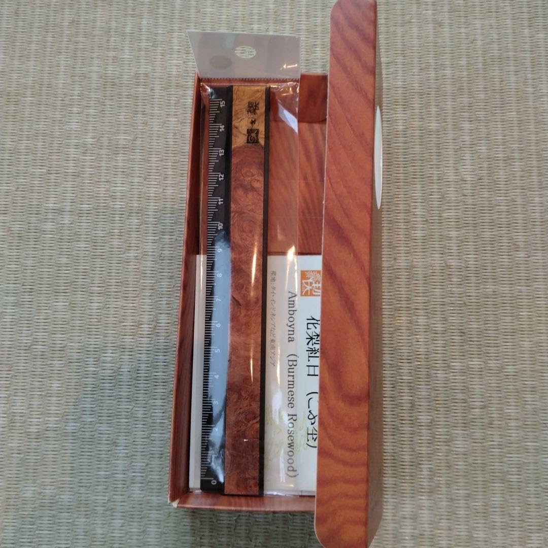 工房楔 RIGA 定規 花梨紅白 工房楔 Riga(リーガ) 銘木定規 花梨こぶ杢 木